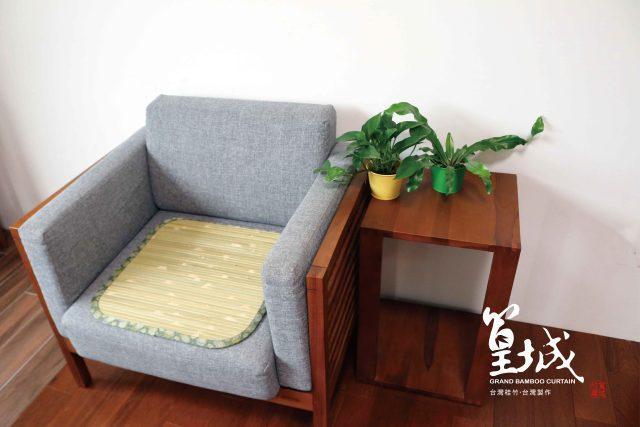 沙發專用涼蓆椅墊〔單人坐沙發椅墊50x50cm/大青or炭化款〕椅套、寵物墊，竹蓆.台灣桂竹和風精緻布