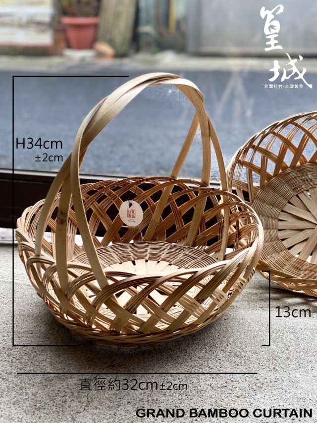 【篁城竹藝】〔花兒提籃〕手工竹編提籃/傳統竹藝品/水果籃/菜籃/外出竹編手提籃/拜拜提籃/供品籃/謝籃/竹藤提籃